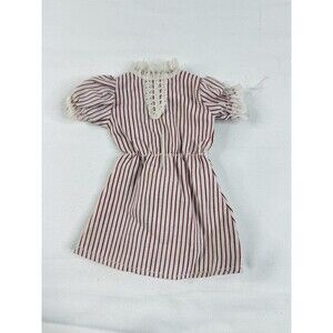 Small Striped Red Cotton Doll Dress 6”